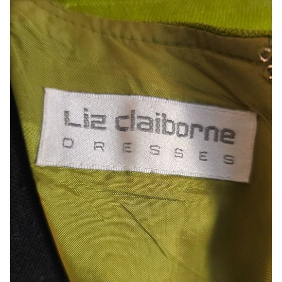 Liz Claiborne Green Linen Dress Size 6 Short Sleeve Pleated Design W Back Zipper - Picture 7 of 7